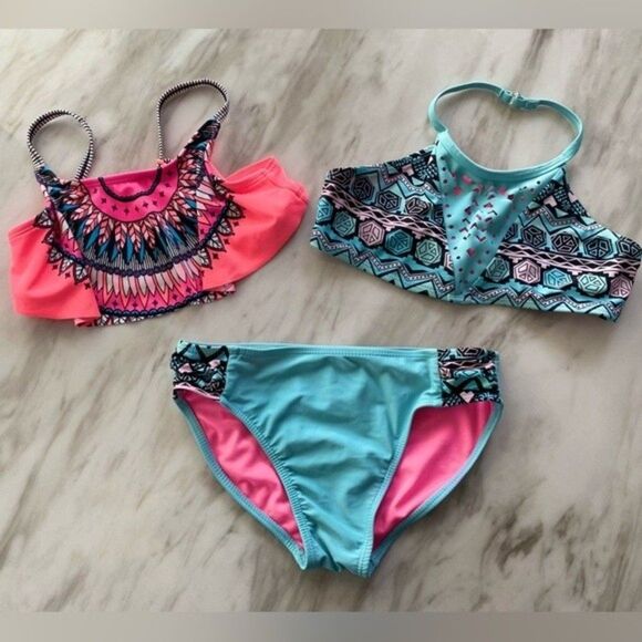 Girls Swim Bundle – 2 Tops + 1 Bottom – Wonder Nation & Justice – Size 7/8–8 - Picture 12 of 14